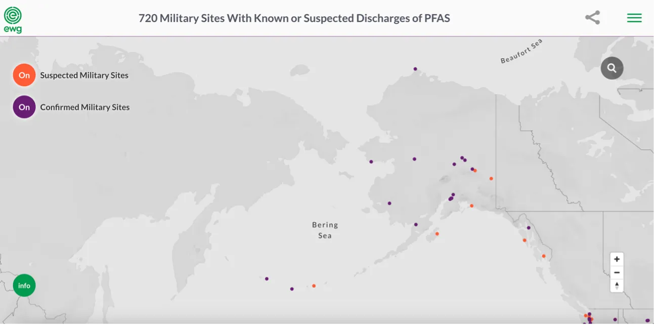Map shows PFAS Contamination in Alaska